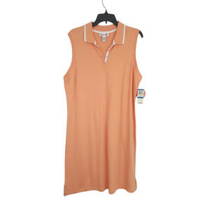New Sport Polo Dress XL Sleeveless Sherbert Orange Collared Dress Knee Length